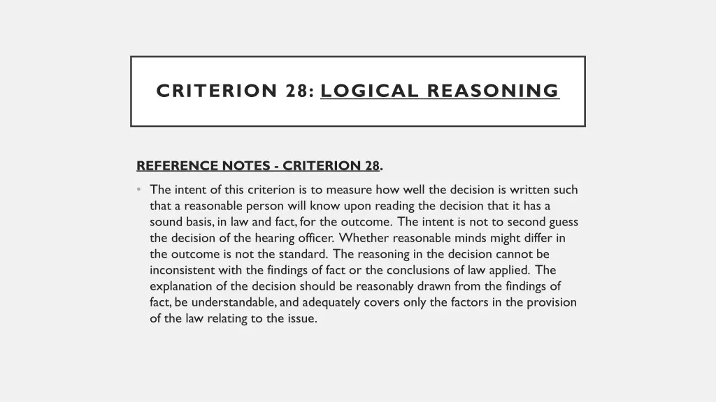 criterion 28 logical reasoning 2