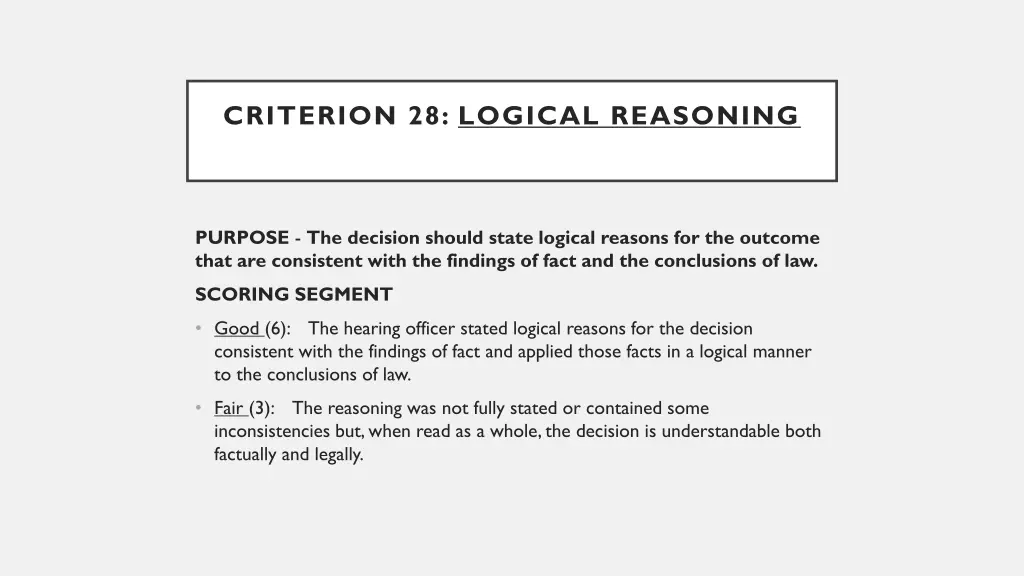 criterion 28 logical reasoning