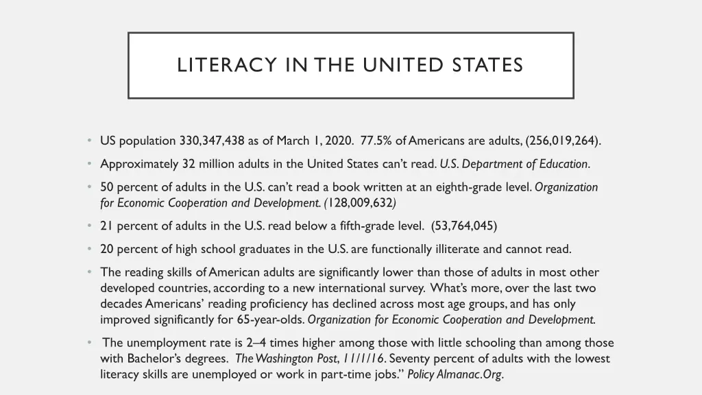 literacy in the united states