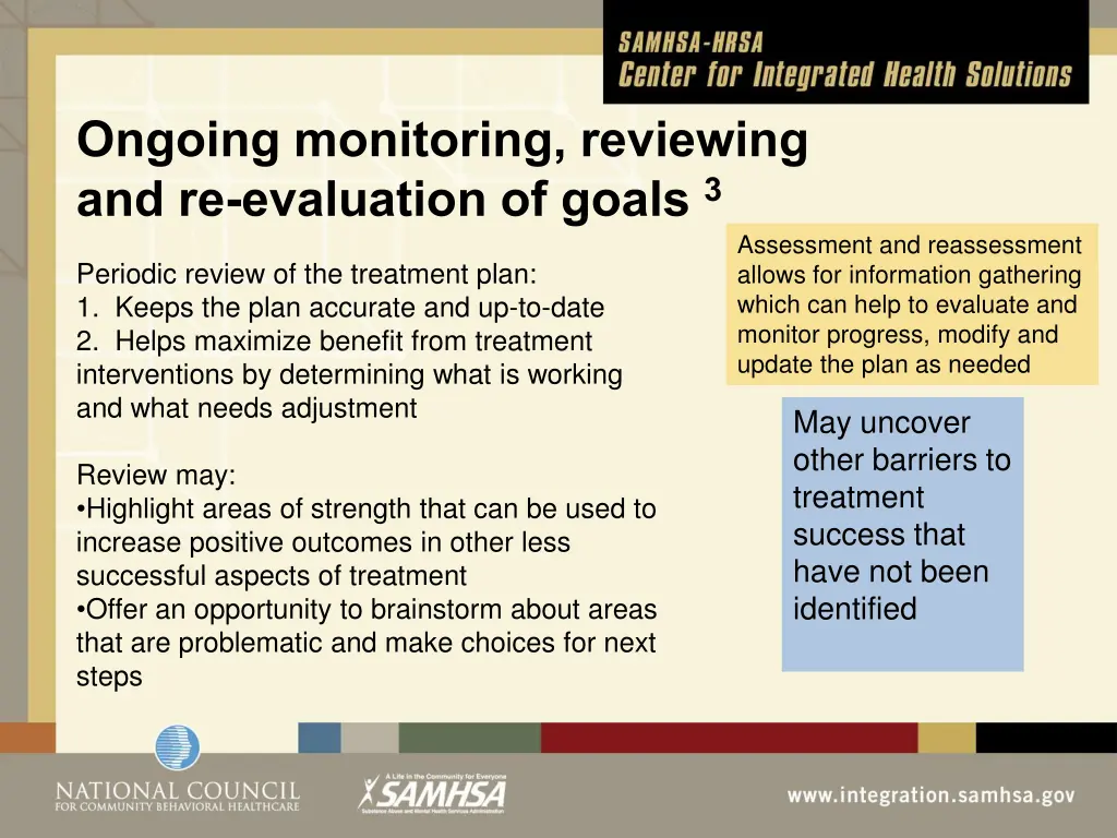 ongoing monitoring reviewing and re evaluation