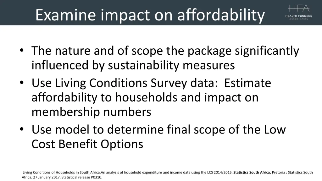 examine impact on affordability