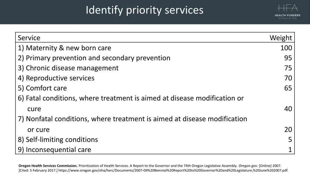 identify priority services