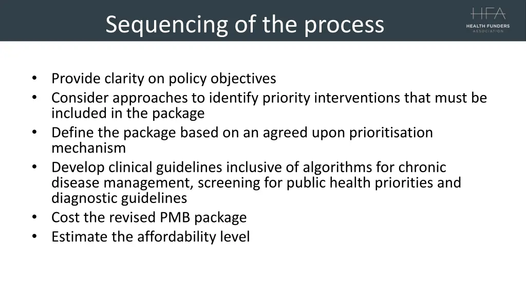 sequencing of the process