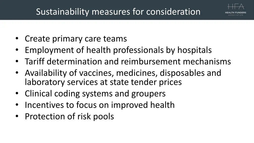 sustainability measures for consideration