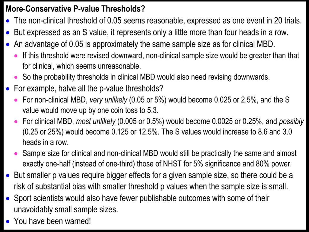 more conservative p value thresholds