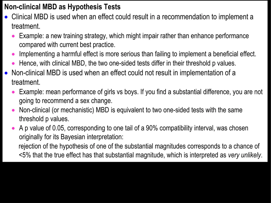 non clinical mbd as hypothesis tests clinical