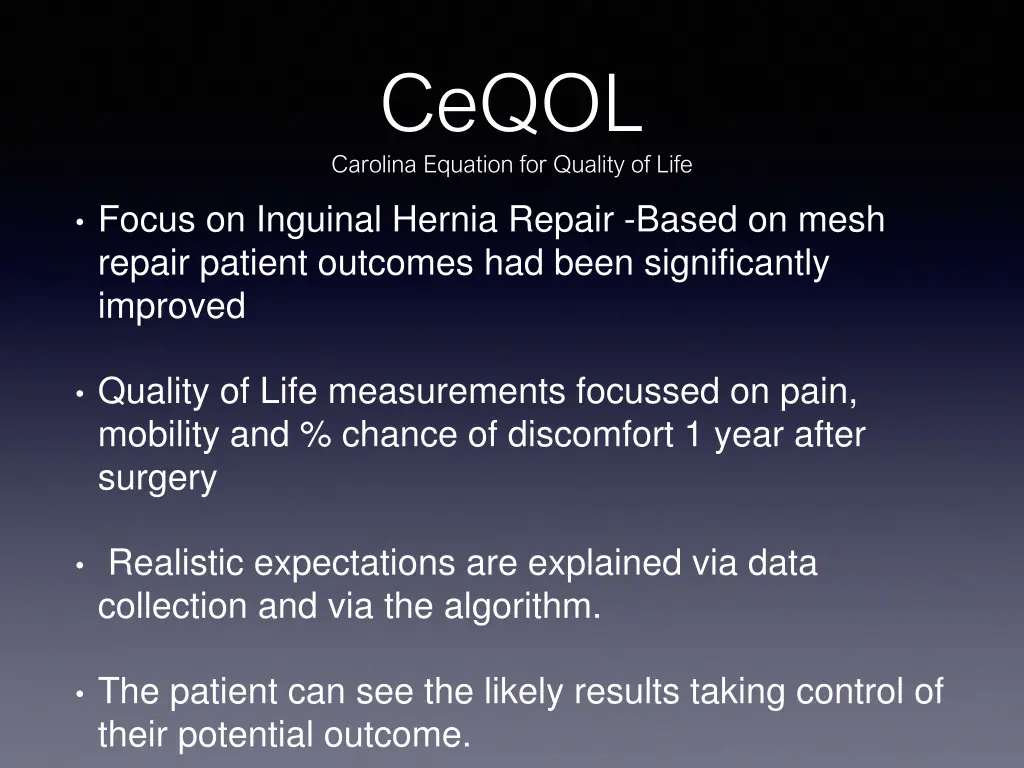 ceqol carolina equation for quality of life