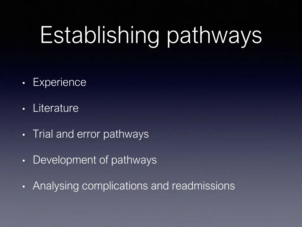 establishing pathways