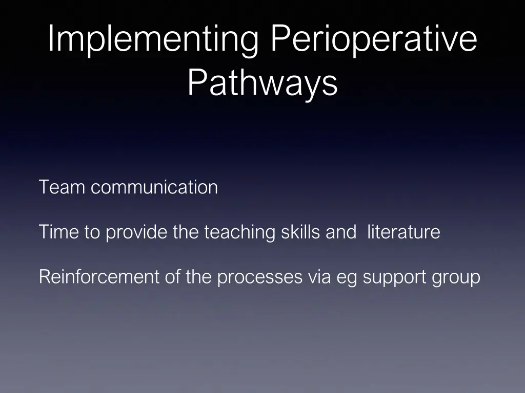 implementing perioperative pathways