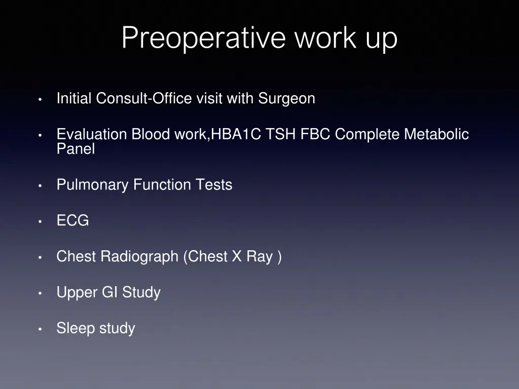 preoperative work up