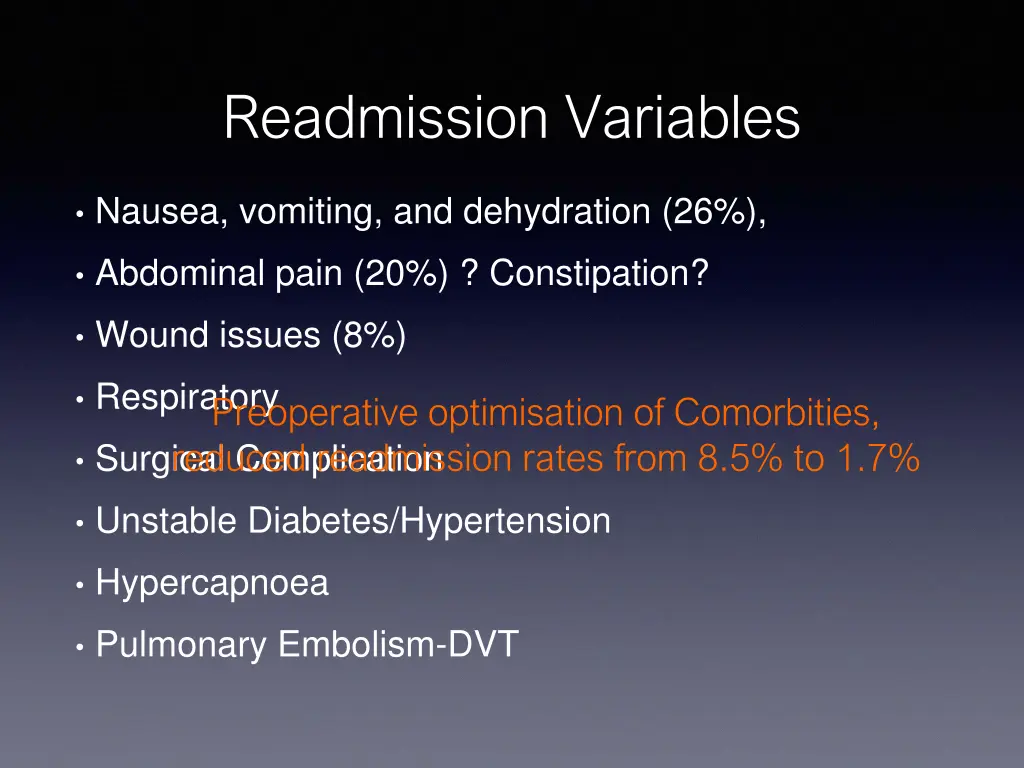 readmission variables