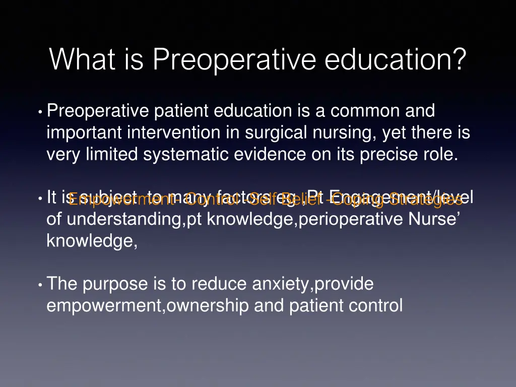 what is preoperative education