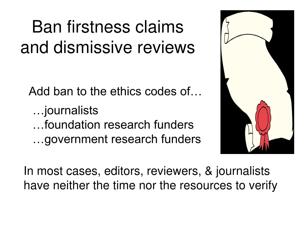 ban firstness claims and dismissive reviews