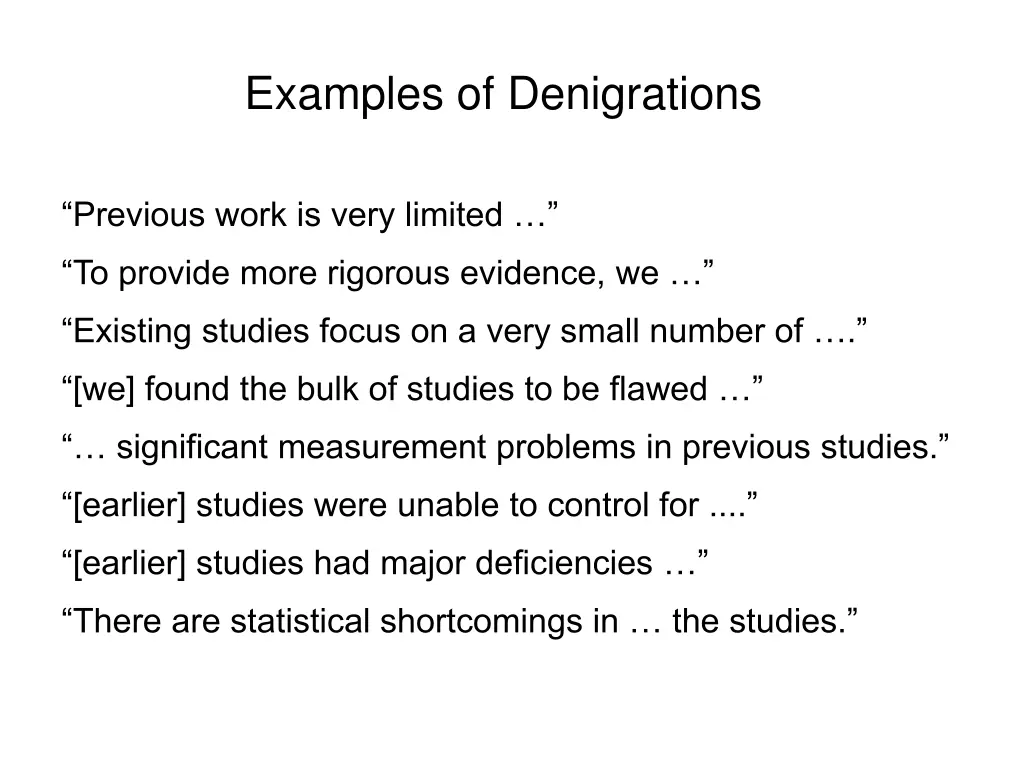 examples of denigrations
