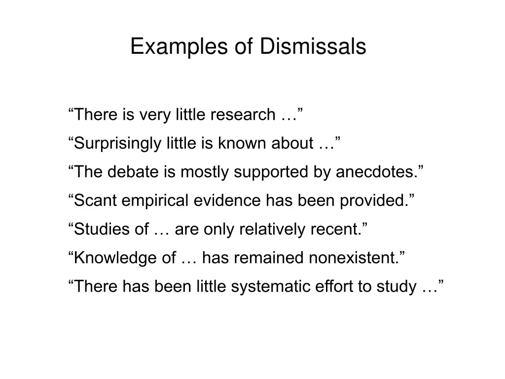 examples of dismissals