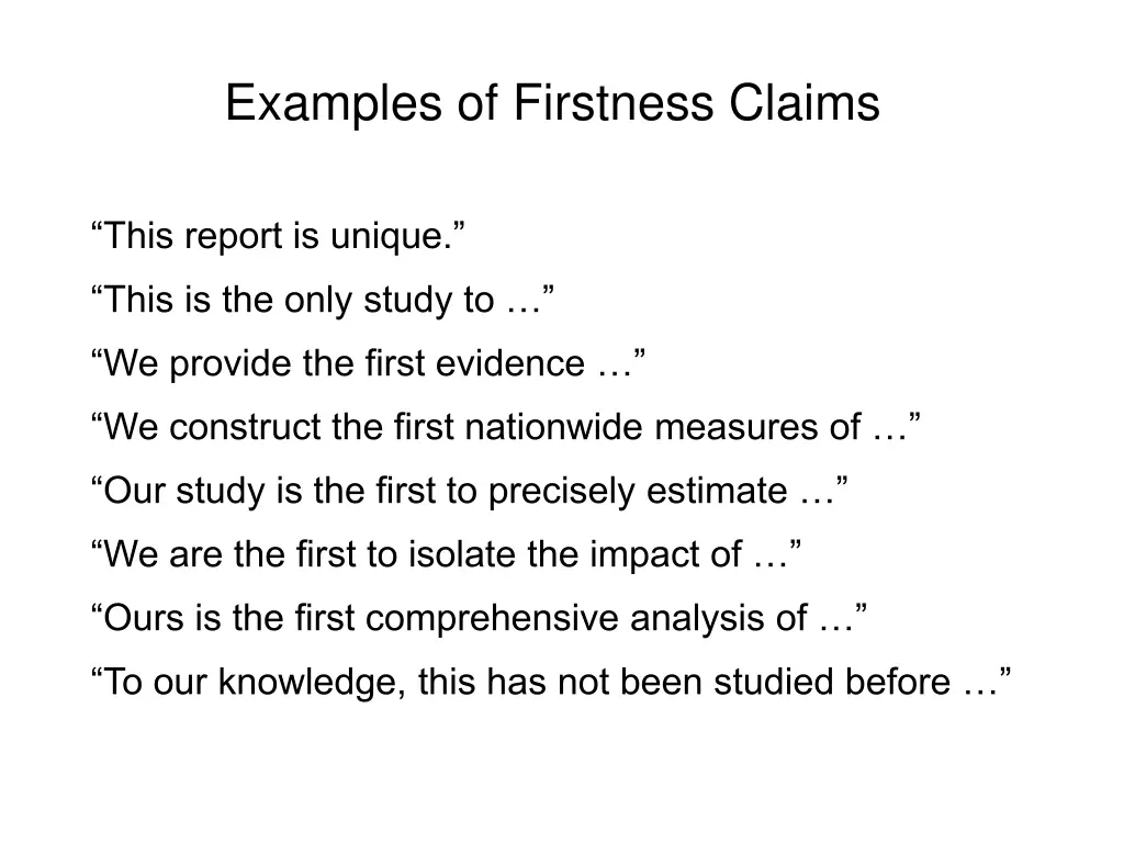 examples of firstness claims