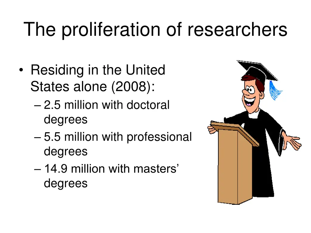 the proliferation of researchers