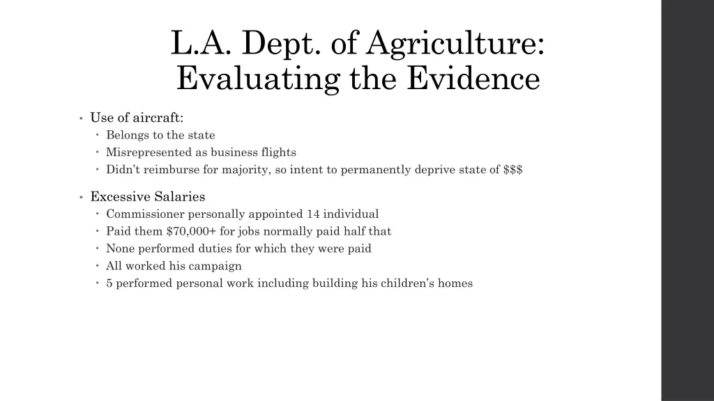 l a dept of agriculture evaluating the evidence