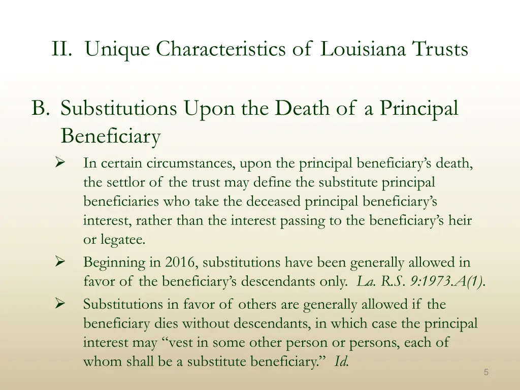 ii unique characteristics of louisiana trusts 2