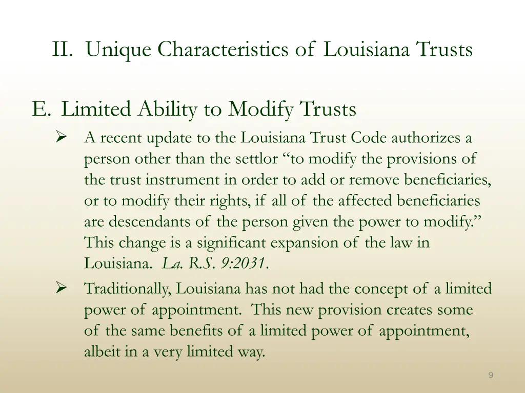 ii unique characteristics of louisiana trusts 6