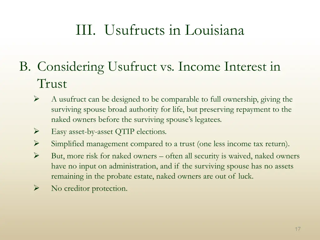 iii usufructs in louisiana 1