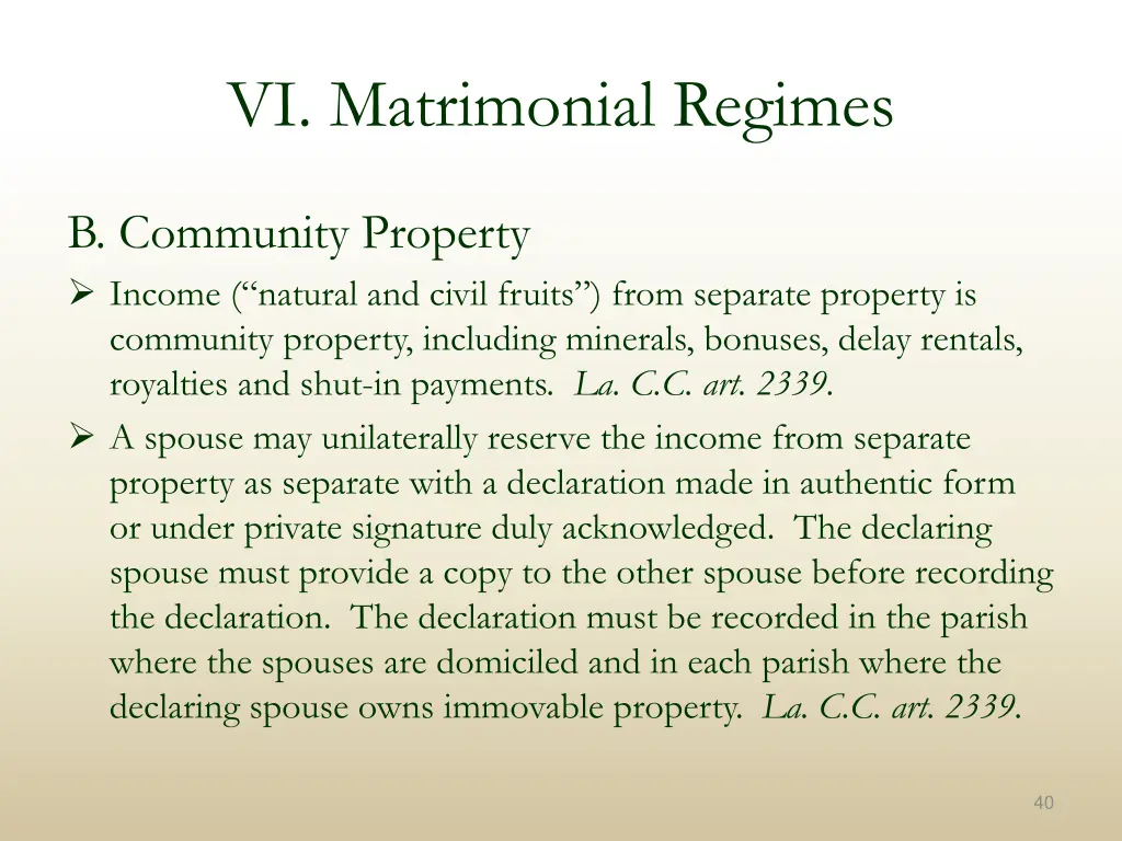 vi matrimonial regimes 2