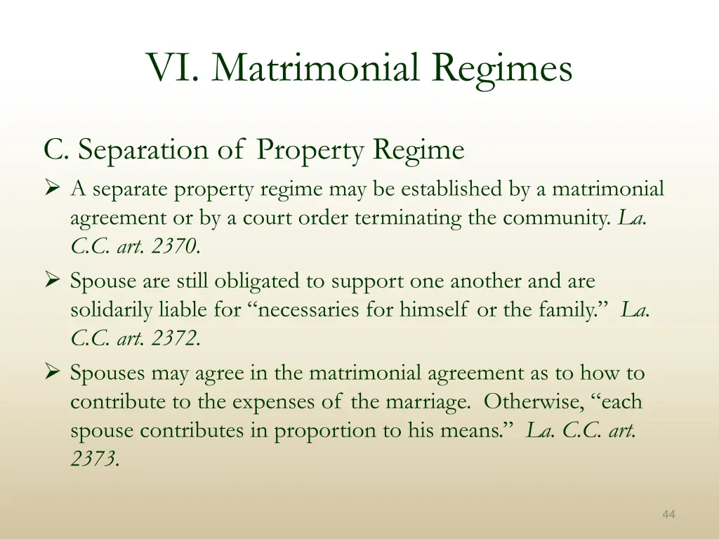 vi matrimonial regimes 6