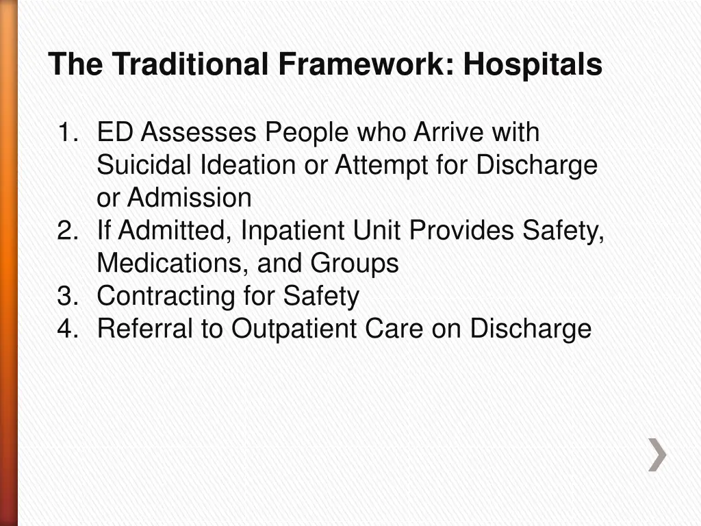 the traditional framework hospitals