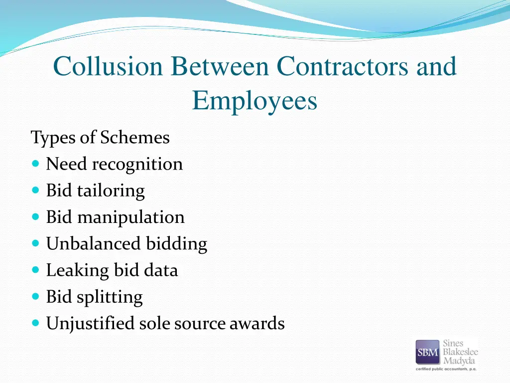 collusion between contractors and employees