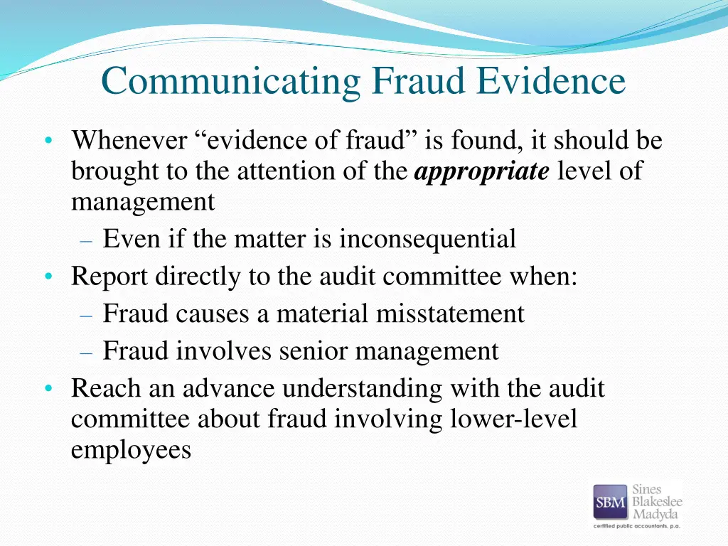 communicating fraud evidence