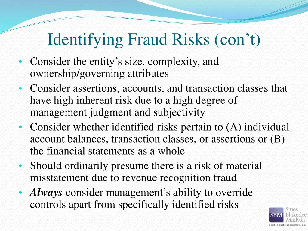 identifying fraud risks con t