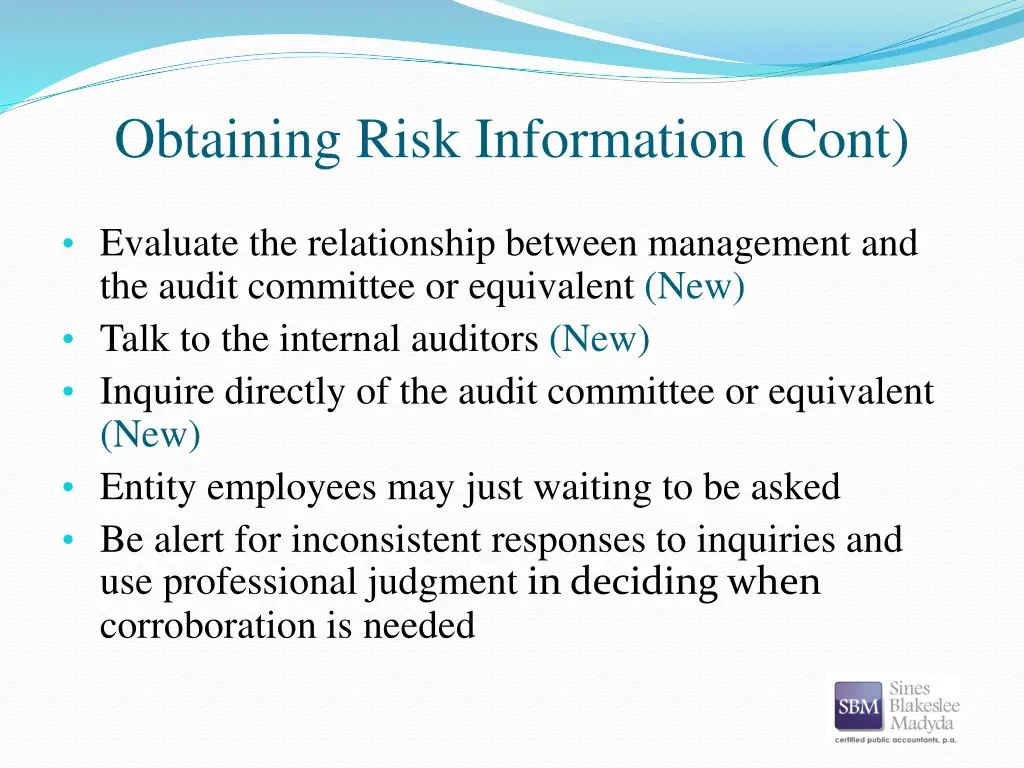 obtaining risk information cont