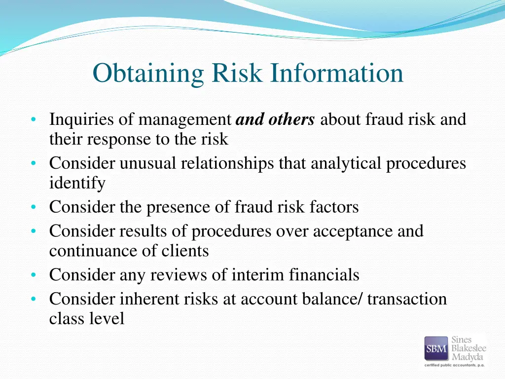 obtaining risk information