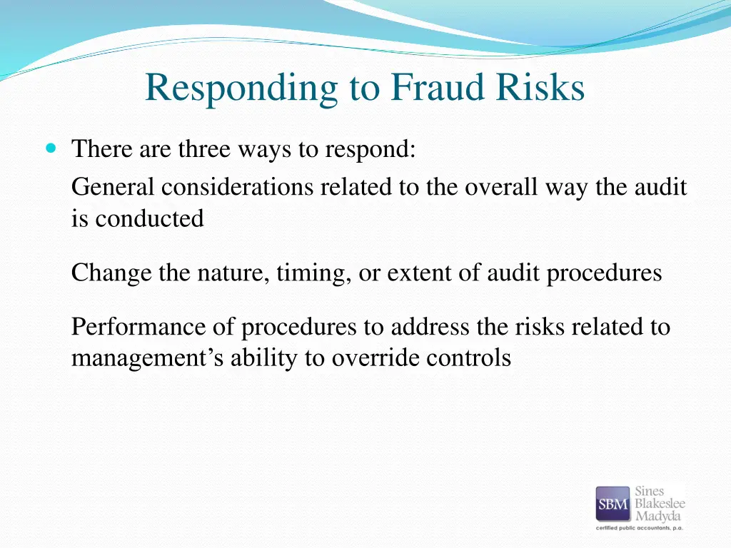 responding to fraud risks