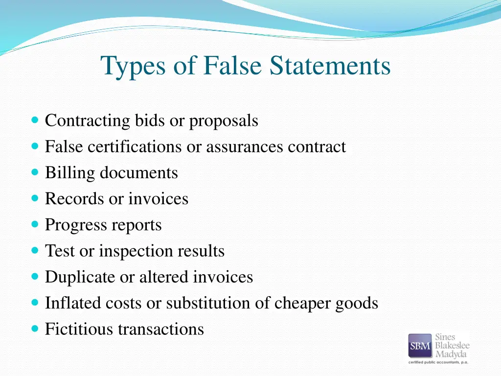 types of false statements