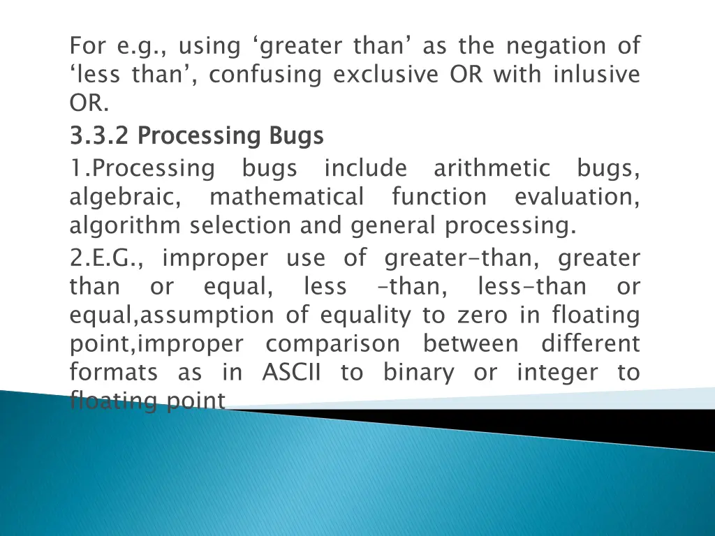 for e g using greater than as the negation