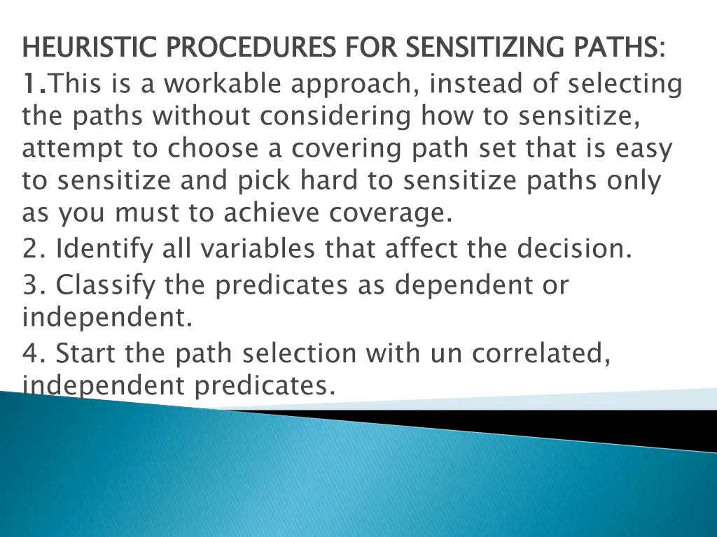 heuristic procedures for sensitizing paths