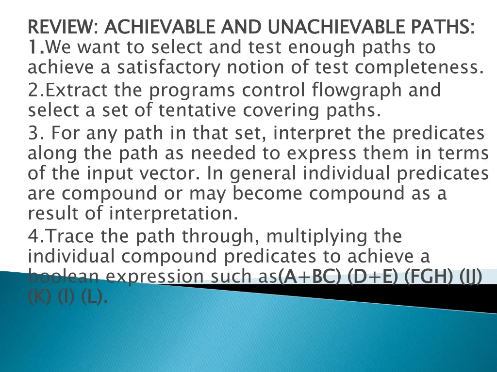 review achievable and unachievable paths