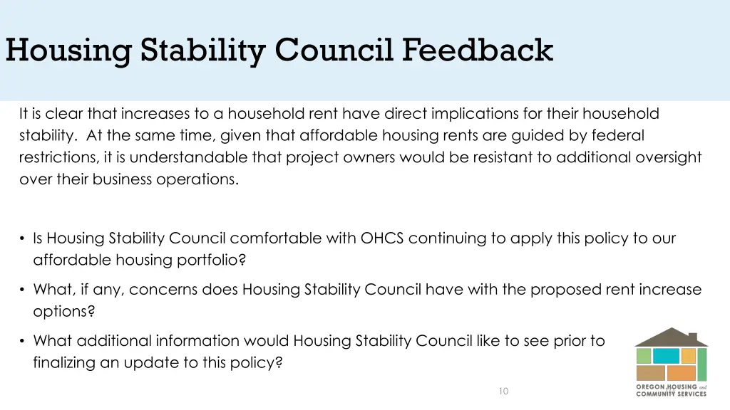 housing stability council feedback