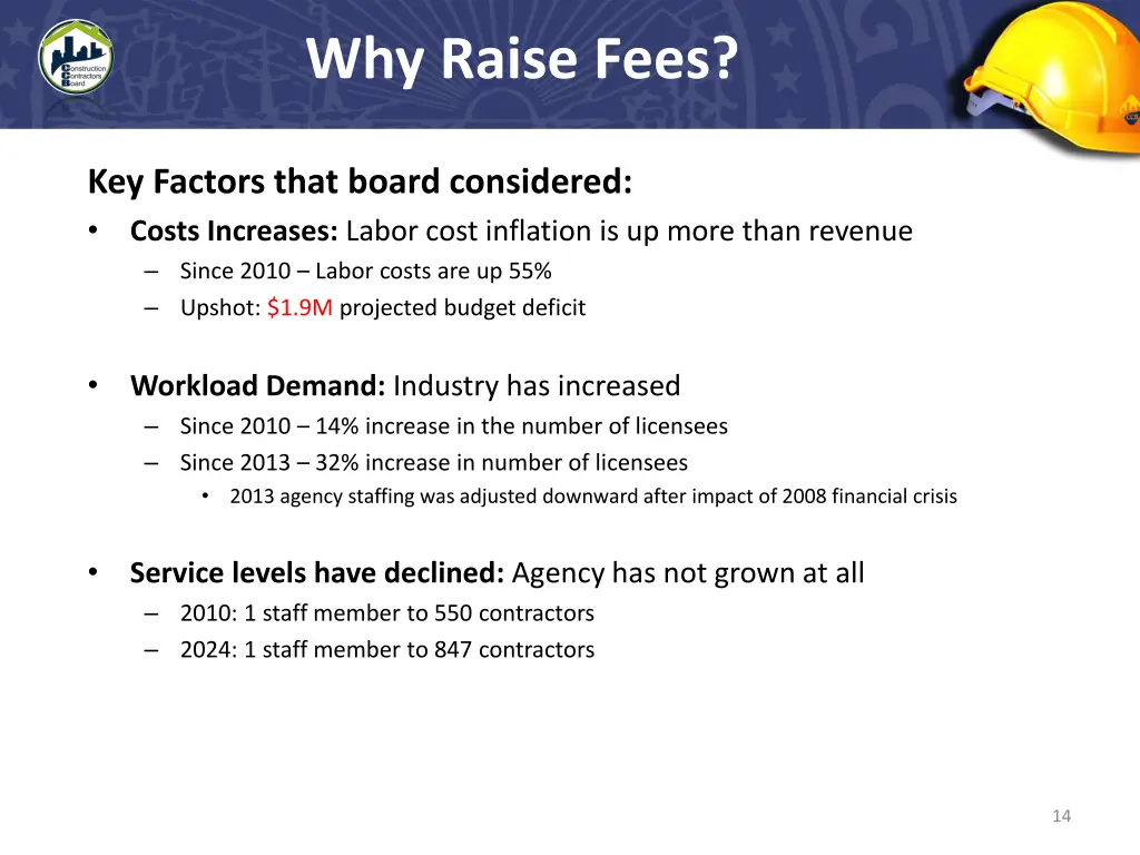 why raise fees