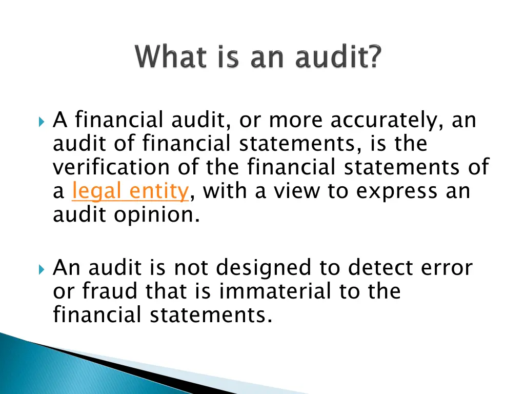 a financial audit or more accurately an audit