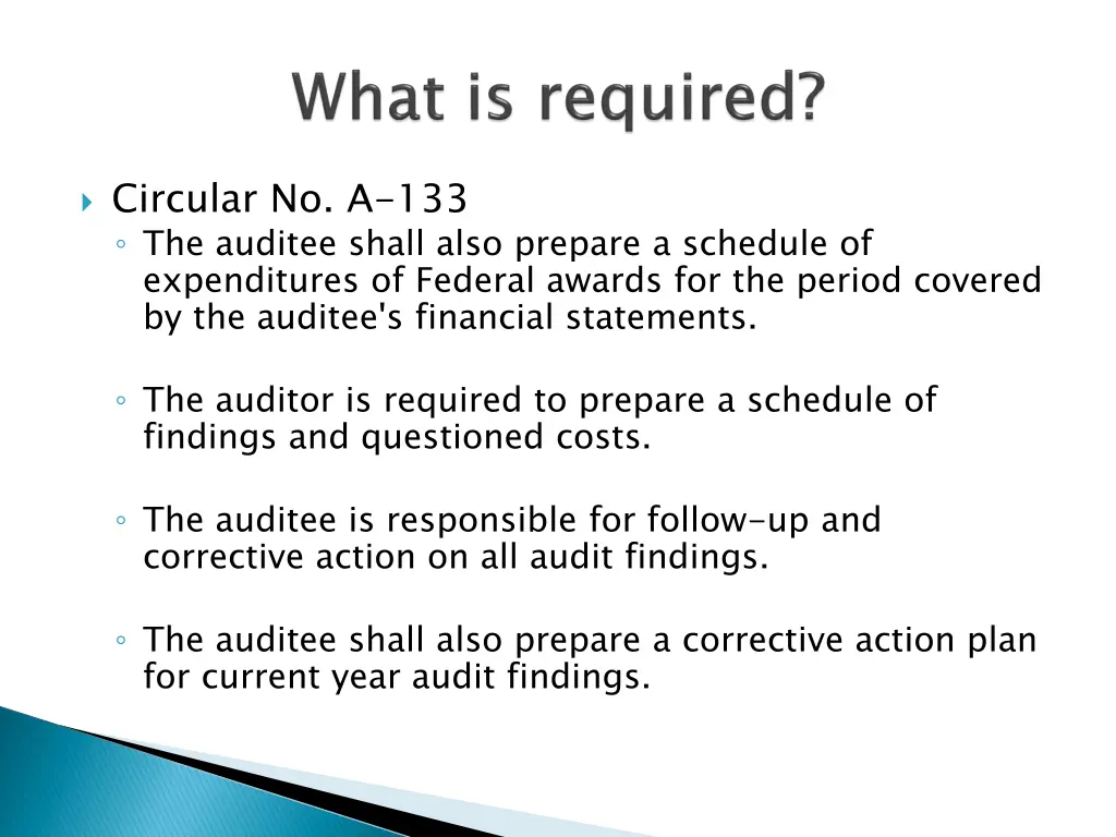 circular no a 133 the auditee shall also prepare