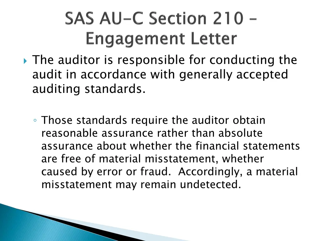 the auditor is responsible for conducting