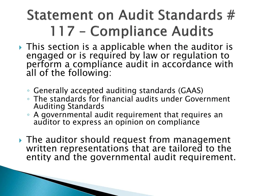 this section is a applicable when the auditor