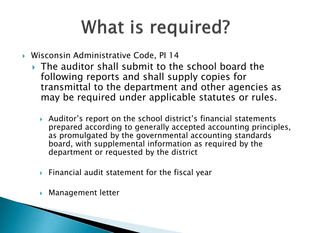 wisconsin administrative code pi 14 the auditor