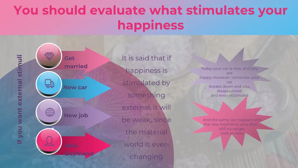 you should evaluate what stimulates your happiness