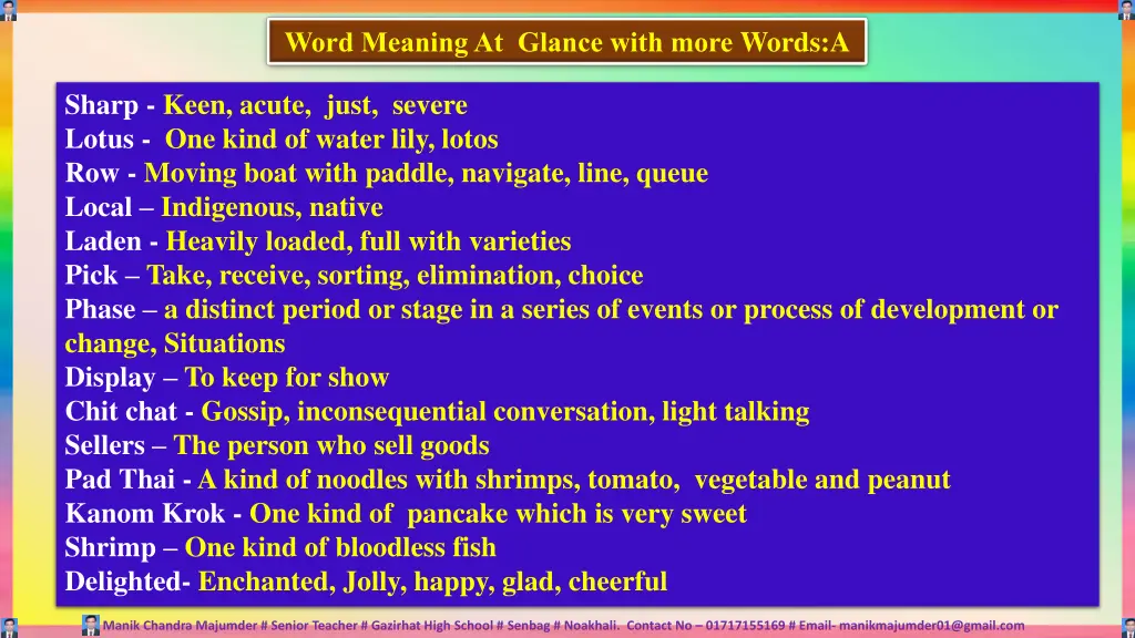 word meaning at glance with more words a