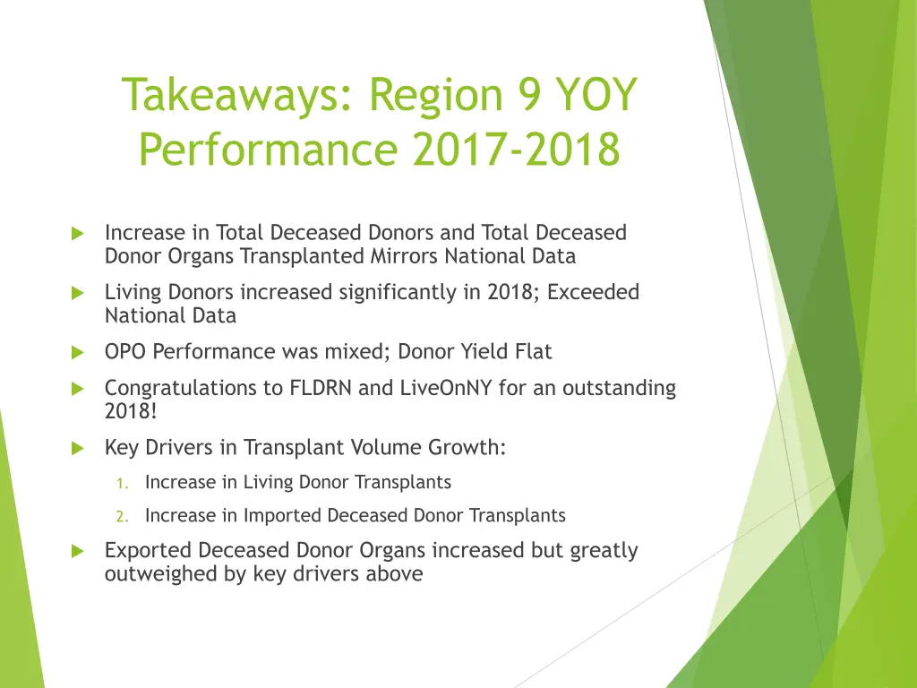 takeaways region 9 yoy performance 2017 2018