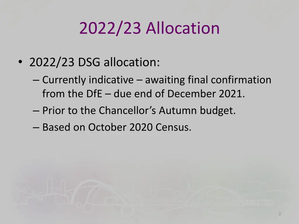 2022 23 allocation