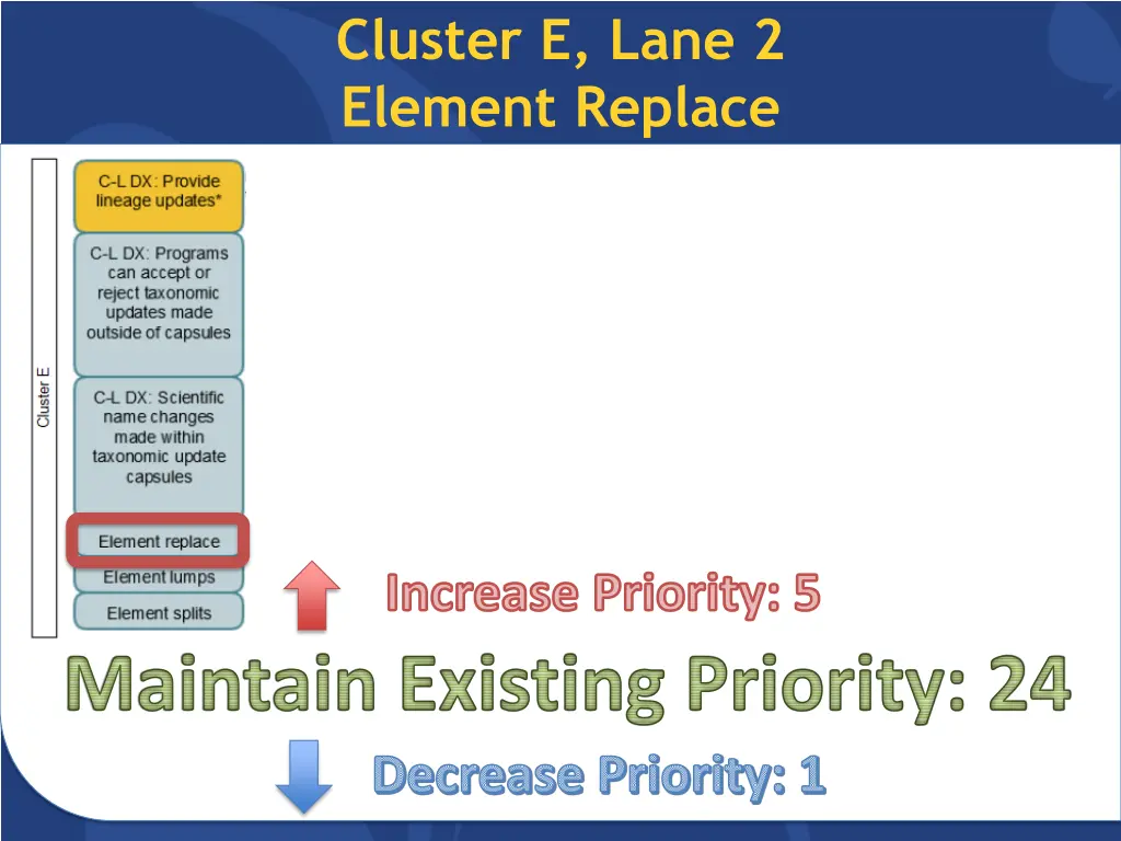 cluster e lane 2 element replace